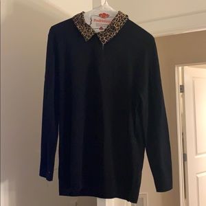 Leopard collar black tippi sweater